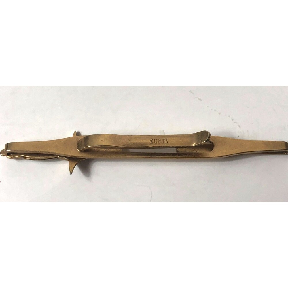 Vintage SWANK Sword Dagger Tie Clip Bar Gold Tone Mother of Pearl Handle Unique - Picture 7 of 9